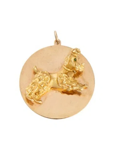 Pre-owned Pendant 14k Emerald Poodle Dog  In Multi