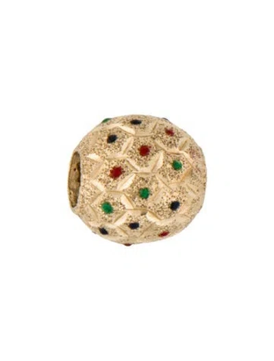 Pre-owned Pendant 14k Enamel Faceted Bead In Multi