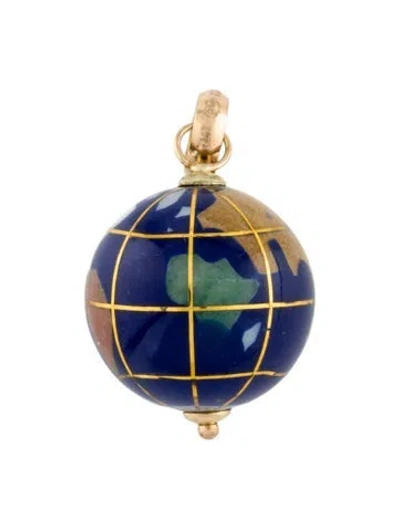 Pre-owned Pendant 14k Enamel Globe  In Multi
