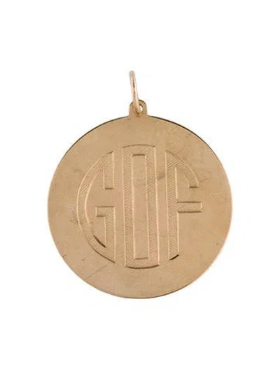 Pre-owned Pendant 14k Engraved Disc  In Multi