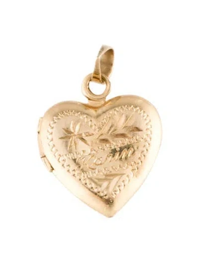 Pre-owned Pendant 14k Etched Heart Locket , 0.75" In Multi