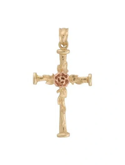 Pre-owned Pendant 14k Floral Cross  In Multi