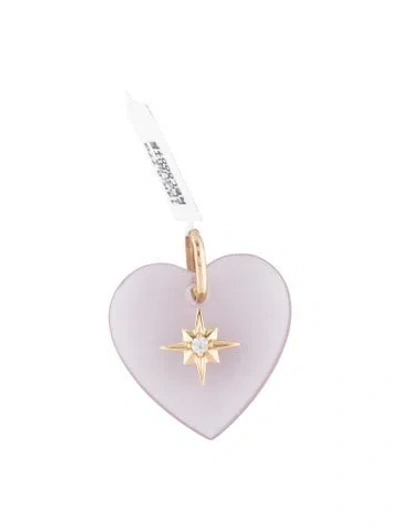 Pre-owned Pendant 14k Fluorite & Diamond Heart  In Multi