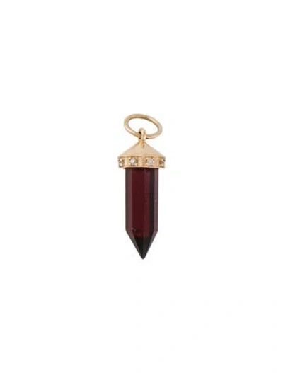 Pre-owned Pendant 14k Garnet & Diamond Drop , 1" In Multi
