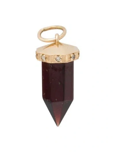 Pre-owned Pendant 14k Garnet & Diamond Point  In Multi
