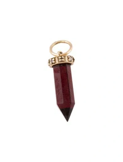 Pre-owned Pendant 14k Garnet & Diamond Point  In Multi