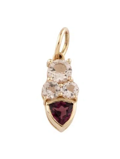Pre-owned Pendant 14k Garnet & Morganite , 0.75" In Multi