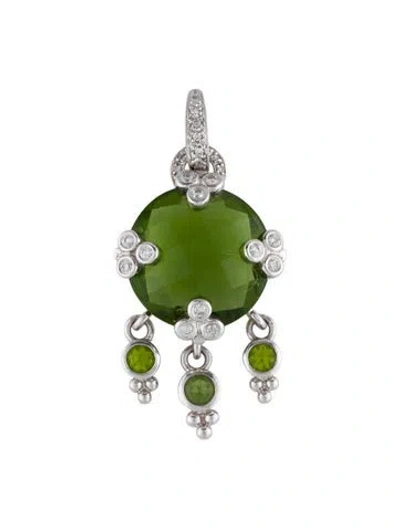 Pre-owned Pendant 14k Glass & Diamond  Enhancer, 1.5" In Multi