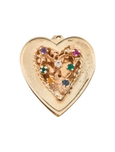 Pre-owned Pendant 14k Glass Birthstone Heart  In Multi