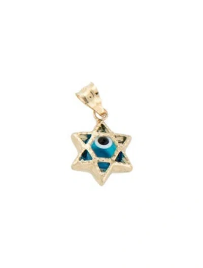 Pre-owned Pendant 14k Glass Evil Eye  In Blue