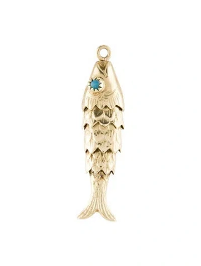Pre-owned Pendant 14k Glass Eye Fish  In Blue
