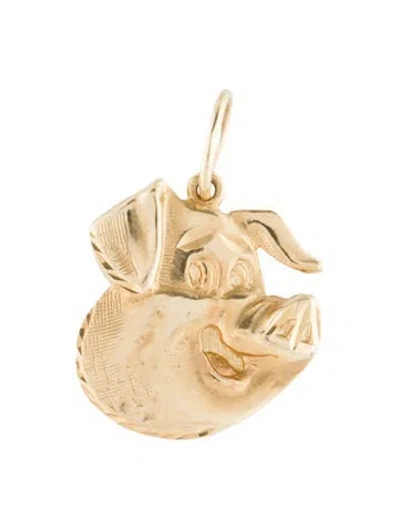 Pre-owned Pendant 14k Happy Pig , 1" In Multi