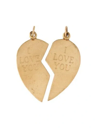 Pre-owned Pendant 14k 'i Love You' Two Halves Of Heart  Necklace In Multi