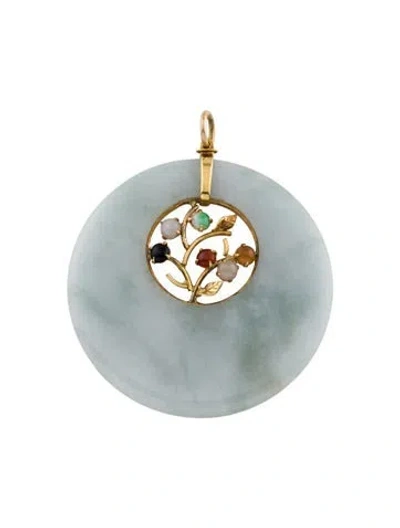 Pre-owned Pendant 14k Jadeite & Nephrite  In Multi