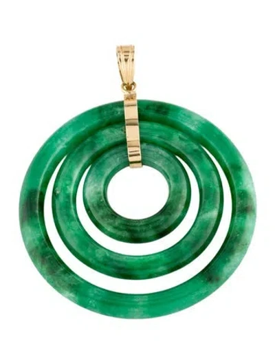 Pre-owned Pendant 14k Jadeite Concentric Circle  In Multi