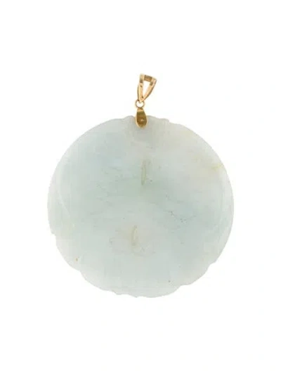 Pre-owned Pendant 14k Jadeite Fish  In Multi