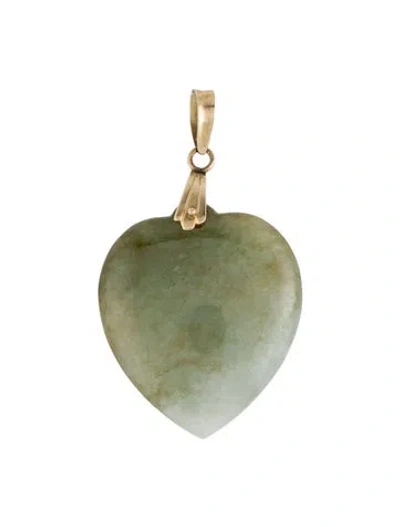 Pre-owned Pendant 14k Jadeite Heart  In Multi