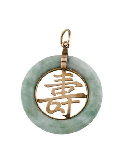 Pre-owned Pendant 14k Jadeite Longevity  In Multi