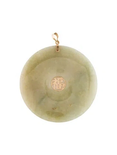 Pre-owned Pendant 14k Jadeite  In Gold