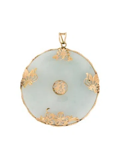 Pre-owned Pendant 14k Jadeite  In Multi