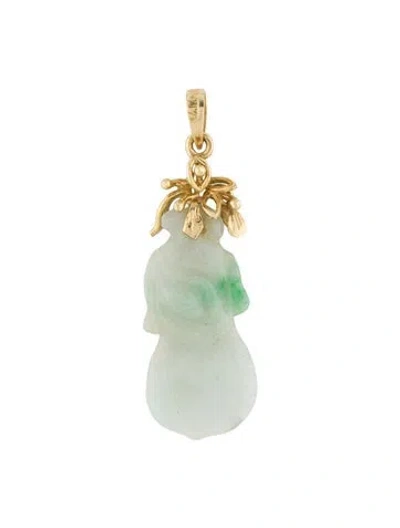 Pre-owned Pendant 14k Jadeite Squash  In Multi