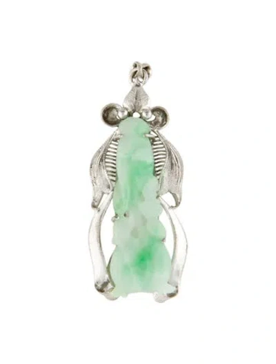 Pre-owned Pendant 14k Jadeite Stylized Female  In Multi