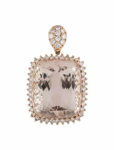 Pre-owned Pendant 14k Kunzite & Diamond Halo  In Multi