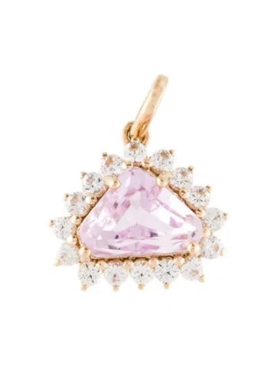 Pre-owned Pendant 14k Kunzite & Sapphire  Necklace In Multi