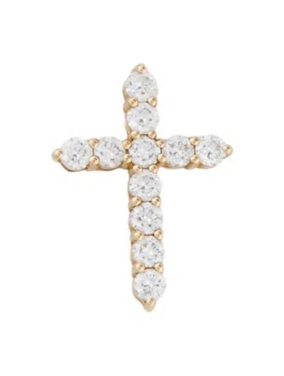 Pre-owned Pendant 14k Lab-grown Diamond Cross  In Multi