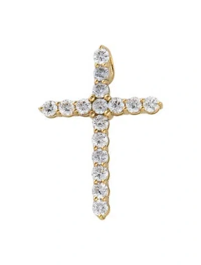 Pre-owned Pendant 14k Lab-grown Diamond Cross  In Multi