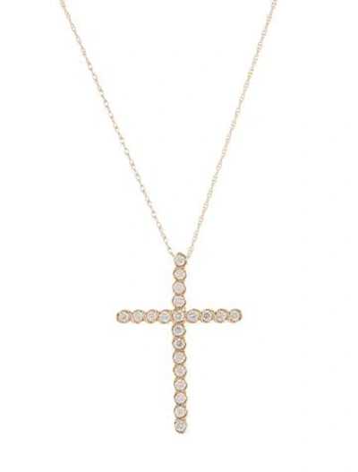 Pre-owned Pendant 14k Lab-grown Diamond Cross  Necklace, 18" In Multi