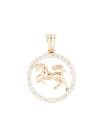 Pre-owned Pendant 14k Lab-grown Diamond Horse , 1" In Multi