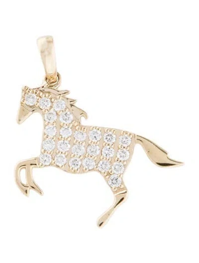 Pre-owned Pendant 14k Lab-grown Diamond Horse , 1" In Multi
