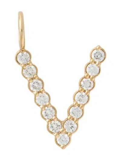 Pre-owned Pendant 14k Lab-grown Diamond Initial 'v ' Charm , 1.25" In Multi