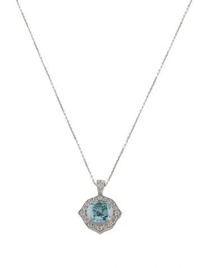 Pre-owned Pendant 14k Lab-grown Diamond  Necklace, 18" In Multi