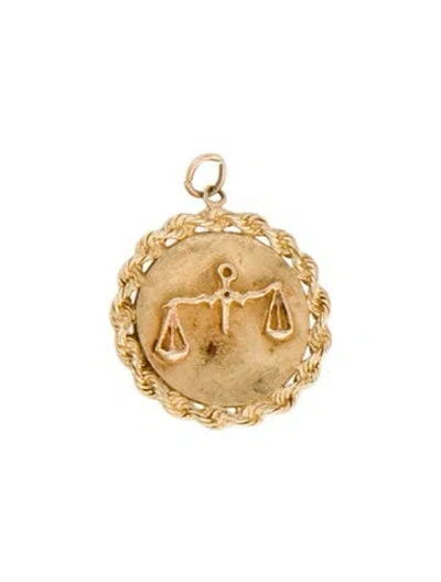 Pre-owned Pendant 14k Libra Zodiac  In Multi