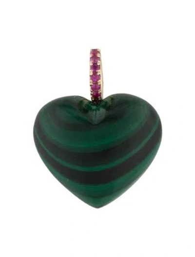 Pre-owned Pendant 14k Malachite & Ruby  In Multi