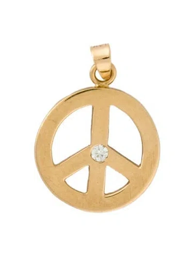 Pre-owned Pendant 14k Moissanite Peace Sign , 1" In Multi