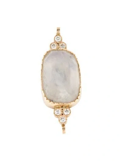 Pre-owned Pendant 14k Moonstone & Diamond  In Multi