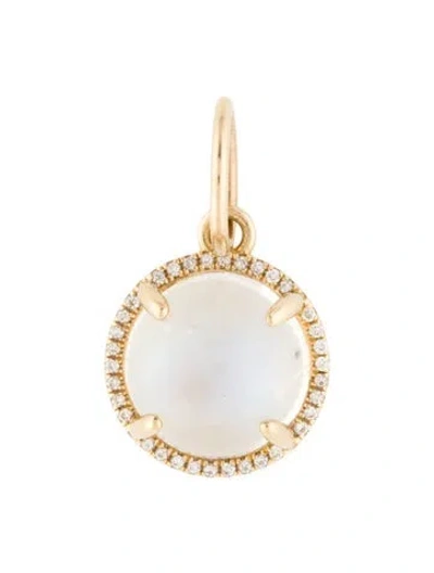 Pre-owned Pendant 14k Moonstone Labradorite & Diamond , 0.75" In Multi