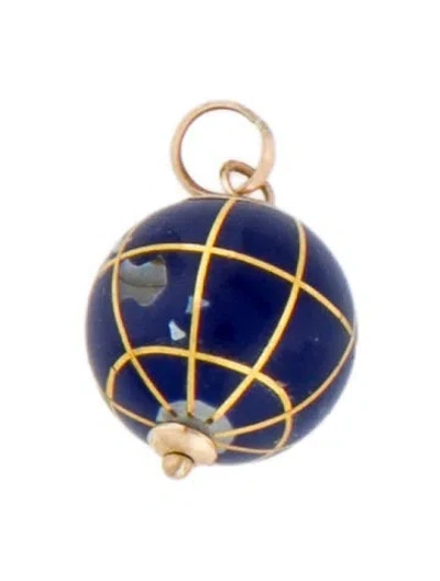 Pre-owned Pendant 14k Mother Of Pearl & Multistone Globe