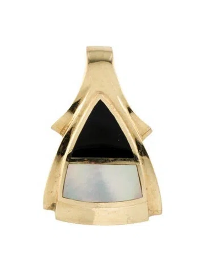 Pre-owned Pendant 14k Mother Of Pearl & Onyx , 1.25" In Multi