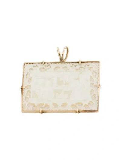 Pre-owned Pendant 14k Mother Of Pearl Carved  In Multi