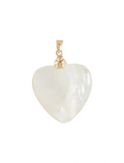 Pre-owned Pendant 14k Mother Of Pearl Heart , 1.5" In Multi