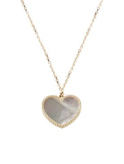 Pre-owned Pendant 14k Mother Of Pearl Heart  Necklace, 18.25" In Multi