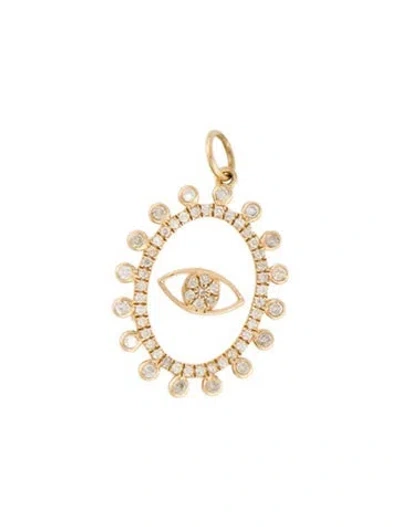 Pre-owned Pendant 14k Mother-of-pearl & Diamond Evil Eye  In Multi