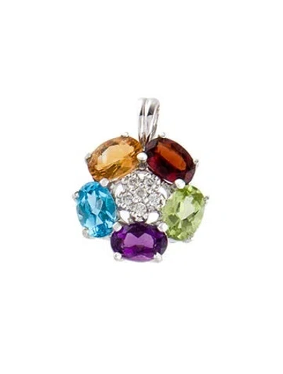 Pre-owned Pendant 14k Multi-stone & Diamond
