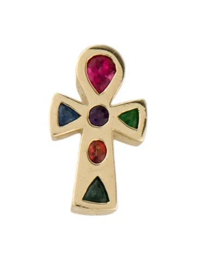 Pre-owned Pendant 14k Multistone Ankh , 1"