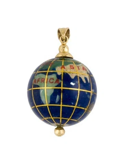 Pre-owned Pendant 14k Multistone Globe , 1.5"