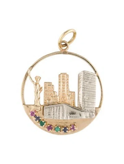Pre-owned Pendant 14k Multistone New York City Skyline